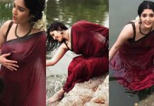 ரான்ஸ்பரெண்ட் புடவையில் சகலத்தையும் காட்டி போஸ் கொடுத்த ரித்திகா சிங்!!