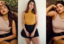 குட்டையான உடையில் தொடையை காட்டி போஸ் கொடுத்து : ரசிகர்களை கிறங்கடித்த ஆஷ்னா சாவேரி!!