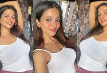 முண்டா பனியனில் முட்டிகிட்டு நிக்கும் முன்னழக காட்டி ரசிகர்களை கிறுகிறுக்க வைத்த அனைக்கா!!