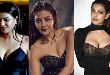 டிரான்ஸ்பரன்ட் புடவையில் மார்க்கமான போஸ் கொடுத்த காஜல் அகர்வால்!!