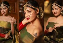 ஜாக்கெட் அணியாமல் புடவையில் செம சூடான போஸ் கொடுத்த தர்ஷா குப்தா!!