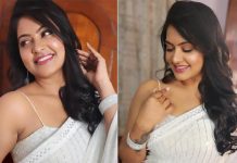 கணவரை பிரிந்தப்பின் கவர்ச்சியில் உச்சம்.. ஸ்லீவ்லஸ் சேலையில் அசத்தும் நடிகை ரச்சிதா!!