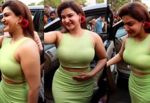 முன்னழகை கும்முனு காட்டி போஸ் கொடுத்த ஹனி ரோஸ்!!