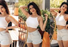 முன்னழகு தெரிய கும்முனு போஸ் கொடுத்த ஐஸ்வர்யா மேனன்!!