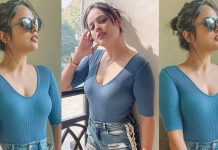 குனிந்து முன்னழகைக் காட்டி போஸ் கொடுத்த நந்திதா!!