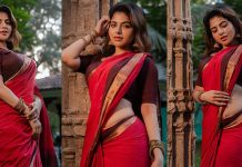 சேலையில் முட்டிட்டு நிக்கும் முன்னழகை காட்டி இளசுகளின் தூக்கத்தை கெடுத்த ஐஸ்வர்யா மேனன்!!