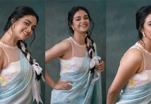 சேலையில் க்யூட் போஸ் கொடுத்த கீர்த்தி சுரேஷின் நச் கிளிக்ஸ்!!