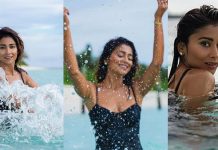 அந்த உடையில் கடலில் துள்ளி விளையாடும் ஸ்ரேயாவின் க்ளிக்ஸ்!!